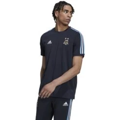 Adidas Argentina 2022 3-Stripe Tee (Black) -Sports-Football Apparel adidas argentina 2022 3 stripe tee black 2