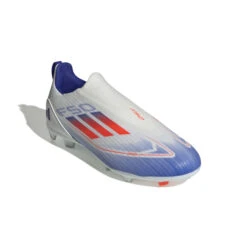 Adidas F50 League Laceless FG Jr (White/Orange/Blue) -Sports-Football Apparel adidas f50 league laceless fg jr white orange blue 4