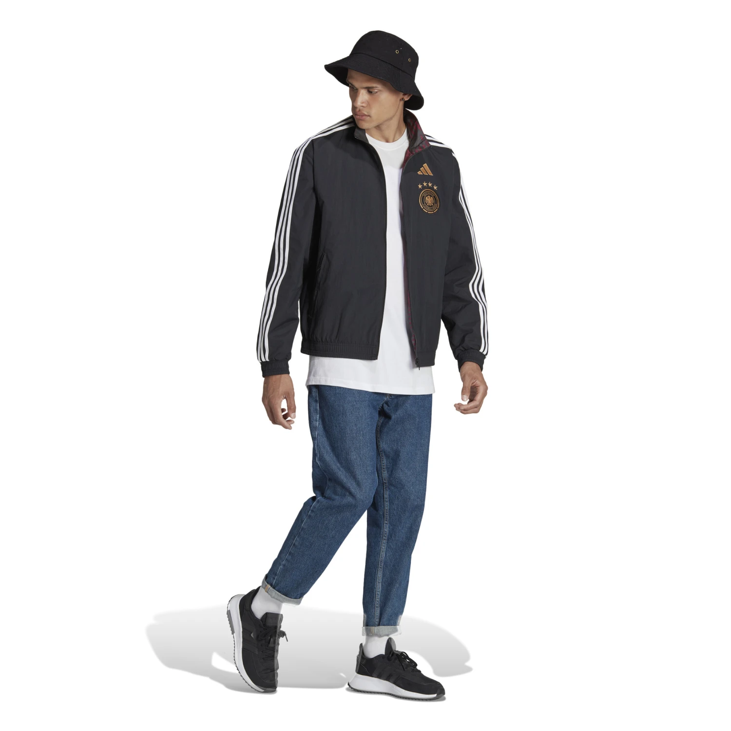 Adidas Germany 2022 Reversible Anthem Jacket (Black/White) 10 Adidas Germany 2022 Reversible Anthem Jacket (Black/White) - Image 8