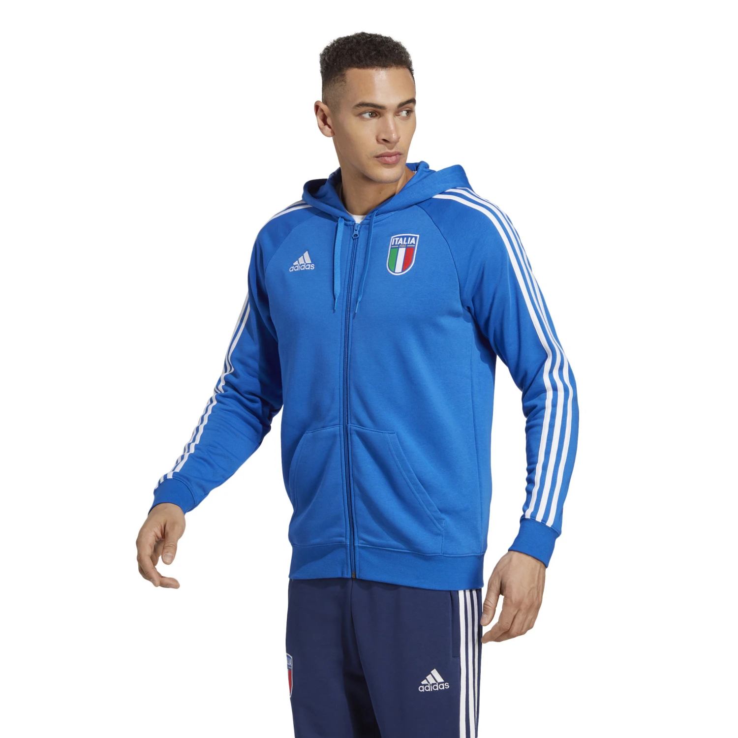 Adidas Italy 2023 Full-Zip Hoodie (Blue) 4 Adidas Italy 2023 Full-Zip Hoodie (Blue) - Image 2