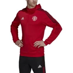 Adidas Manchester United 21/22 Tiro 21 Hooded Track Top (Red/Black) -Sports-Football Apparel adidas manchester united 21 22 tiro 21 hooded trac 2