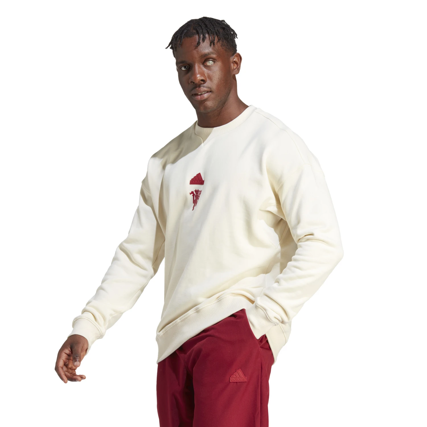 Adidas Manchester United 23/24 Lifestyle Crew Sweatshirt (Cream) 4 Adidas Manchester United 23/24 Lifestyle Crew Sweatshirt (Cream) - Image 2