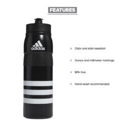 Adidas Stadium Water Bottle (Black/White) -Sports-Football Apparel adidas stadium water bottle black white 1