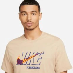Nike FC Barcelona 22/23 Travel Tee (Desert) -Sports-Football Apparel nike fc barcelona 22 23 travel tee desert 2