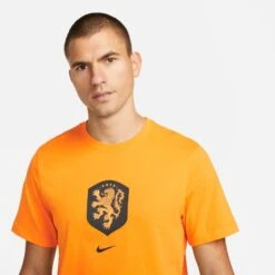 Nike Netherlands 2022 Crest Tee (Orange) -Sports-Football Apparel nike netherlands 2022 crest tee orange 3