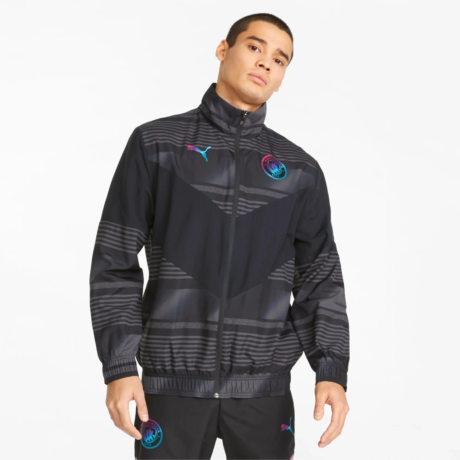 PUMA Manchester City 21/22 Prematch Jacket (Black) 8 PUMA Manchester City 21/22 Prematch Jacket (Black) - Image 6