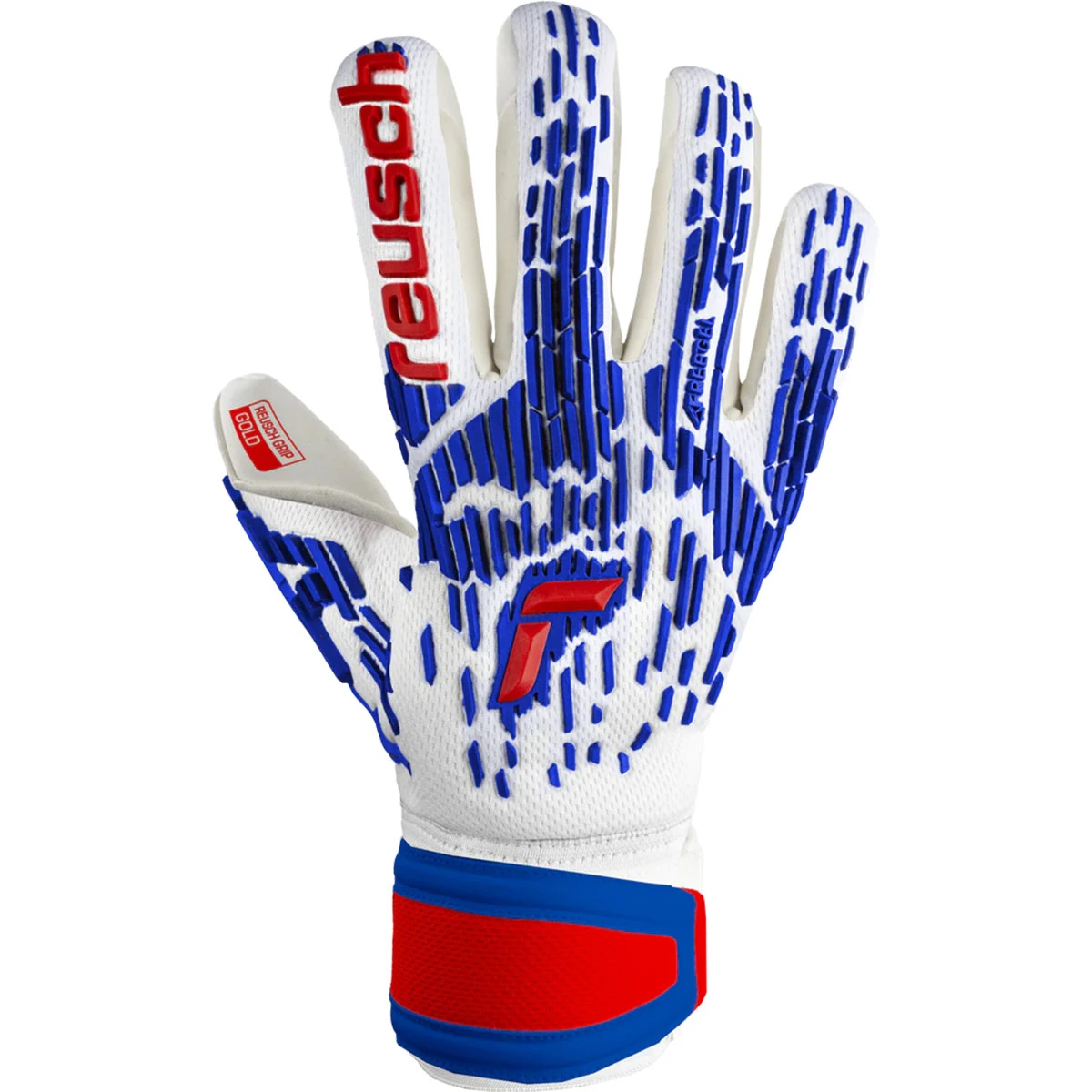 Reusch Attrakt Freegel Gold Sleek Finger Support Glove (White/Blue) 3 Reusch Attrakt Freegel Gold Sleek Finger Support Glove (White/Blue)