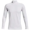 Under Armour Coldgear Armour Fitted Mock LS (White) -Sports-Football Apparel under armour coldgear armour fitted mock ls white